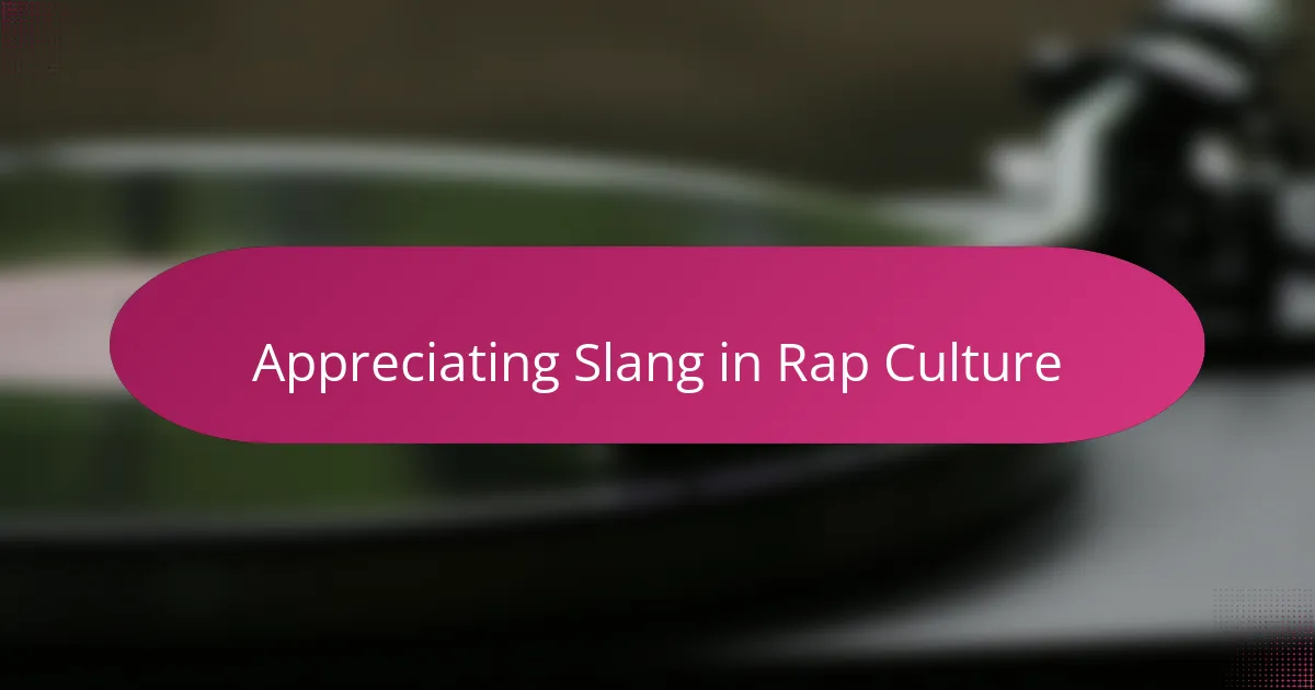 Appreciating Slang in Rap Culture