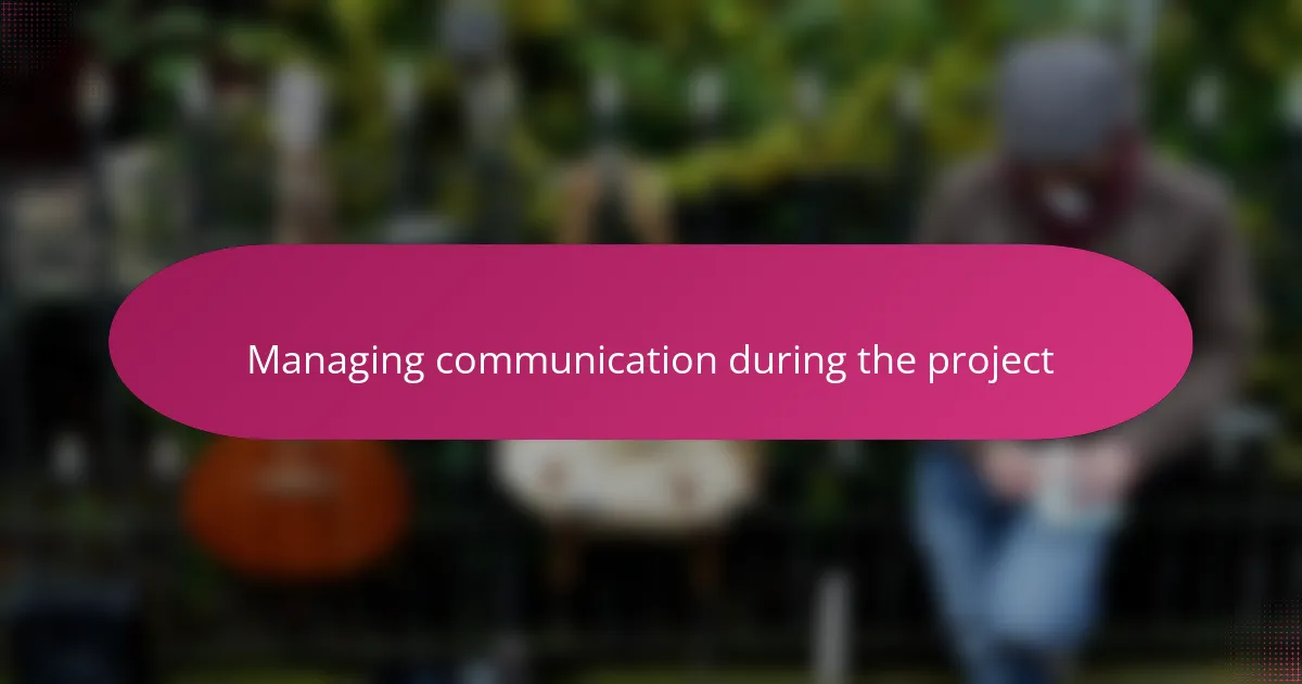 Managing communication during the project
