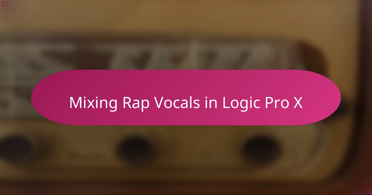 Mixing Rap Vocals in Logic Pro X