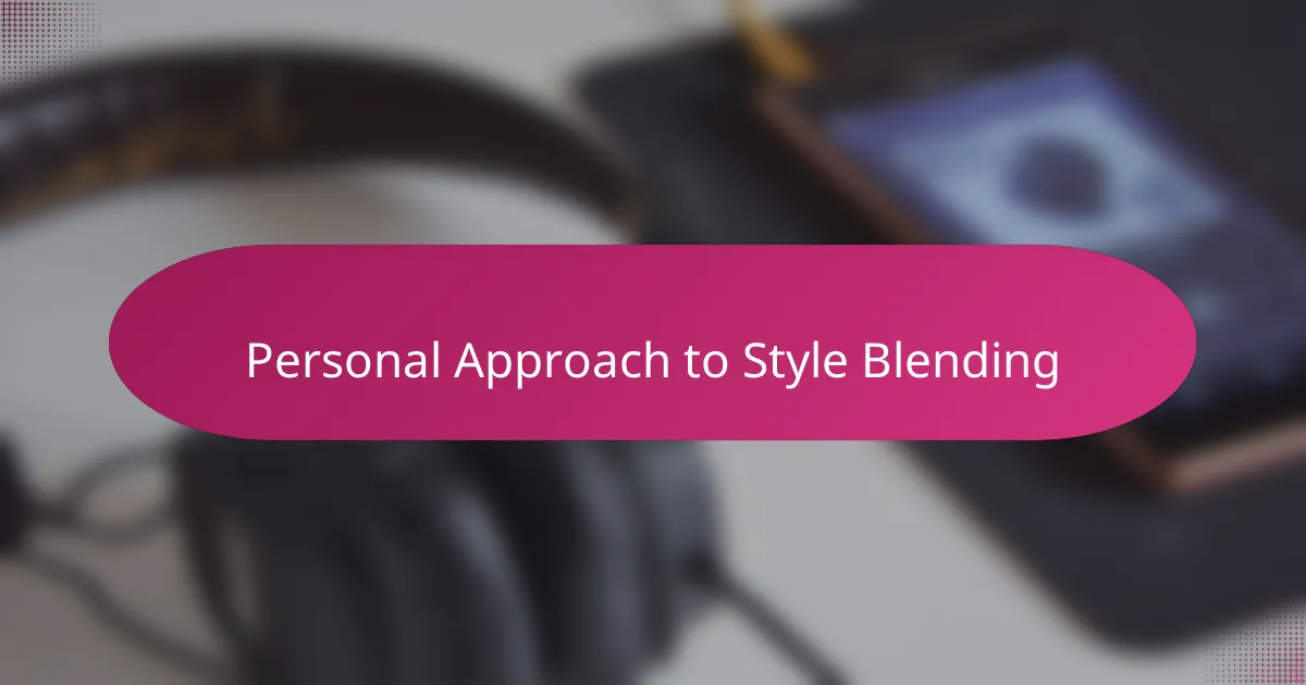 Personal Approach to Style Blending