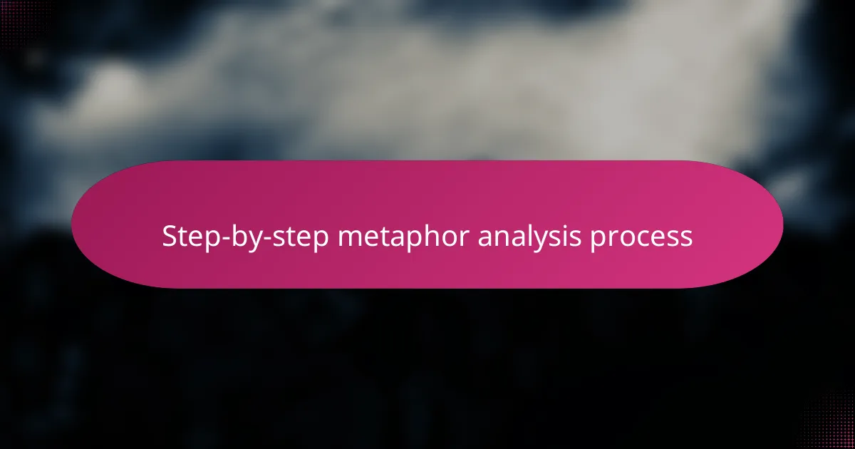 Step-by-step metaphor analysis process