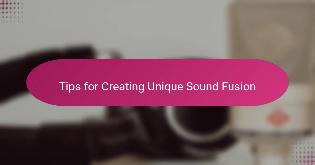Tips for Creating Unique Sound Fusion