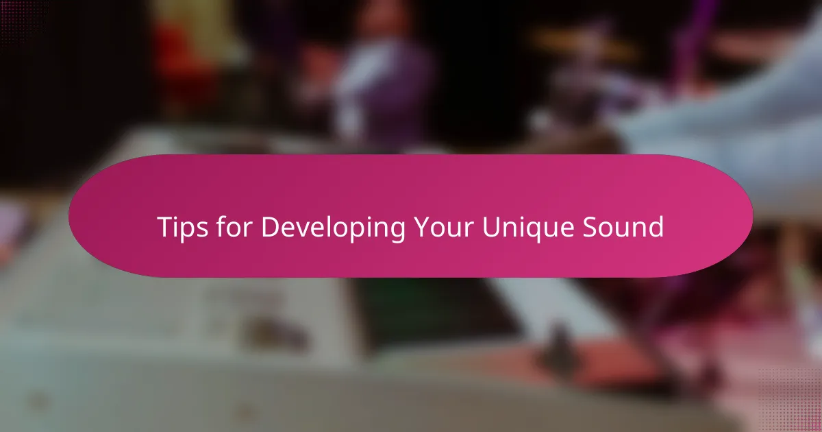 Tips for Developing Your Unique Sound